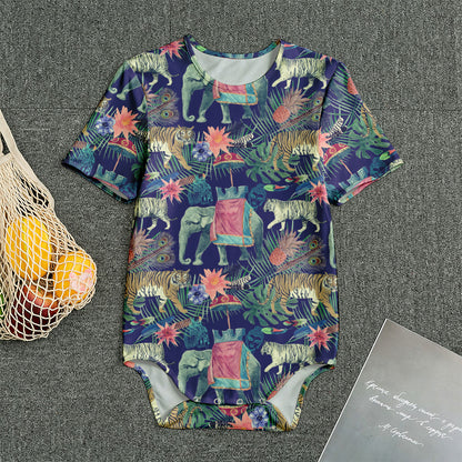 Asian Elephant And Tiger Print Men's Bodysuit