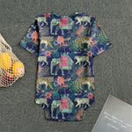 Asian Elephant And Tiger Print Men's Bodysuit