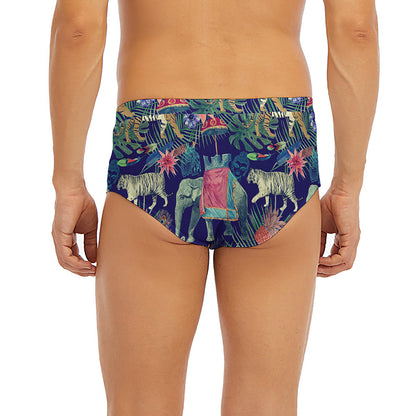 Asian Elephant And Tiger Print Men's Briefs