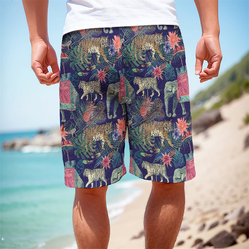 Asian Elephant And Tiger Print Men's Cargo Shorts