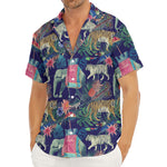 Asian Elephant And Tiger Print Men's Deep V-Neck Shirt