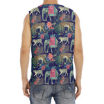 Asian Elephant And Tiger Print Men's Fitness Tank Top