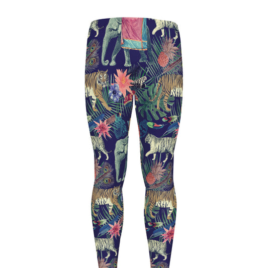 Asian Elephant And Tiger Print Men's leggings