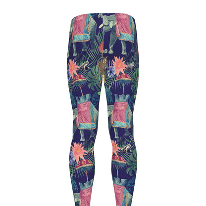 Asian Elephant And Tiger Print Men's leggings