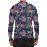 Asian Elephant And Tiger Print Men's Long Sleeve Rash Guard