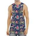 Asian Elephant And Tiger Print Men's Muscle Tank Top