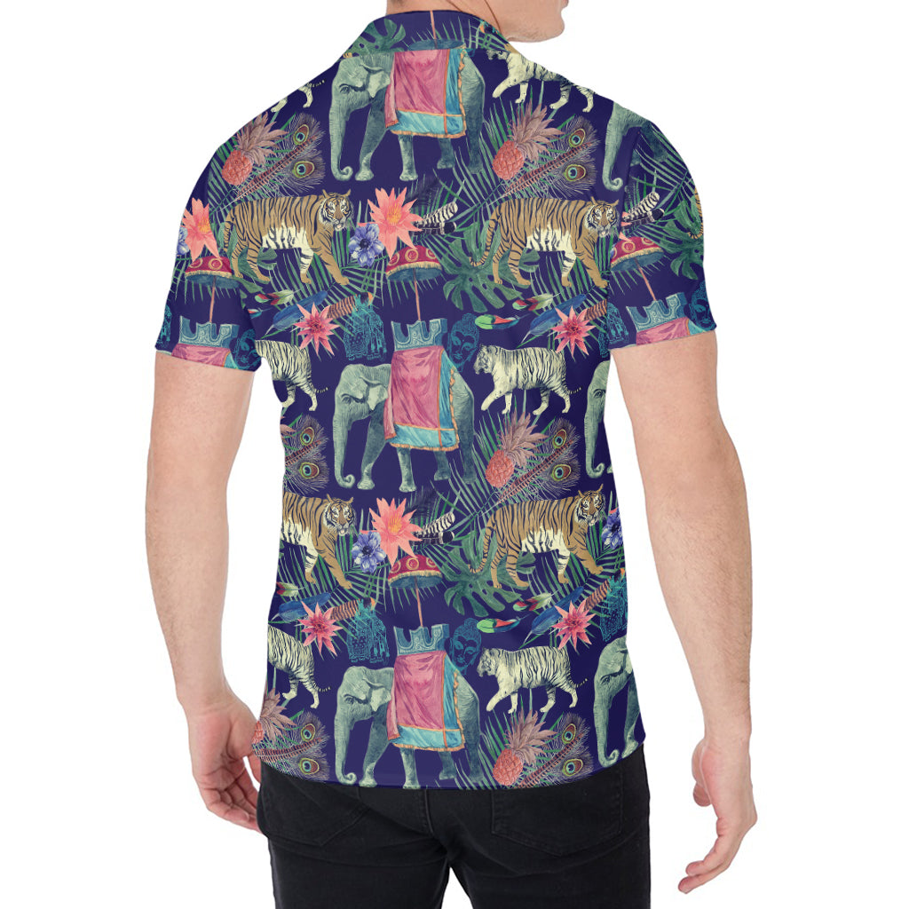 Asian Elephant And Tiger Print Men's Shirt