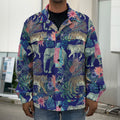 Asian Elephant And Tiger Print Men's Shirt Jacket