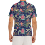 Asian Elephant And Tiger Print Men's Short Sleeve Rash Guard