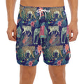 Asian Elephant And Tiger Print Men's Split Running Shorts