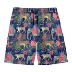 Asian Elephant And Tiger Print Men's Swim Trunks
