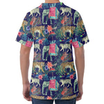 Asian Elephant And Tiger Print Men's Velvet T-Shirt
