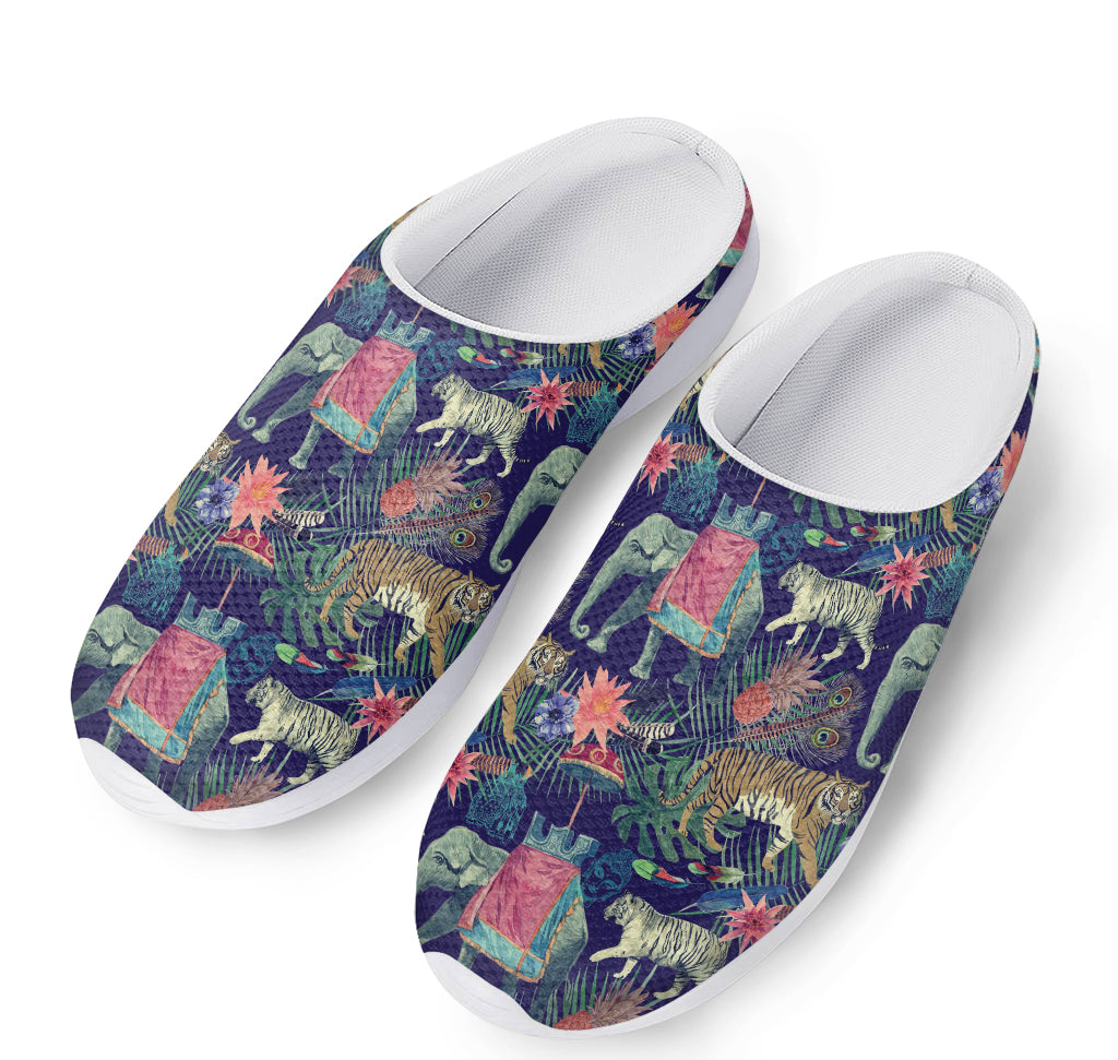 Asian Elephant And Tiger Print Mesh Casual Shoes
