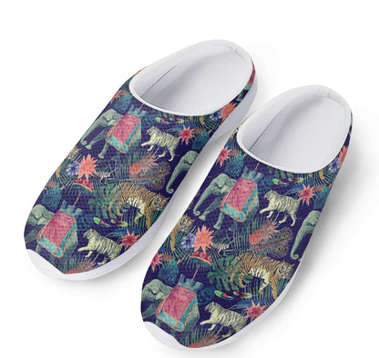 Asian Elephant And Tiger Print Mesh Casual Shoes