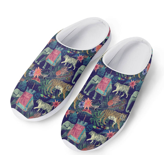 Asian Elephant And Tiger Print Mesh Casual Shoes