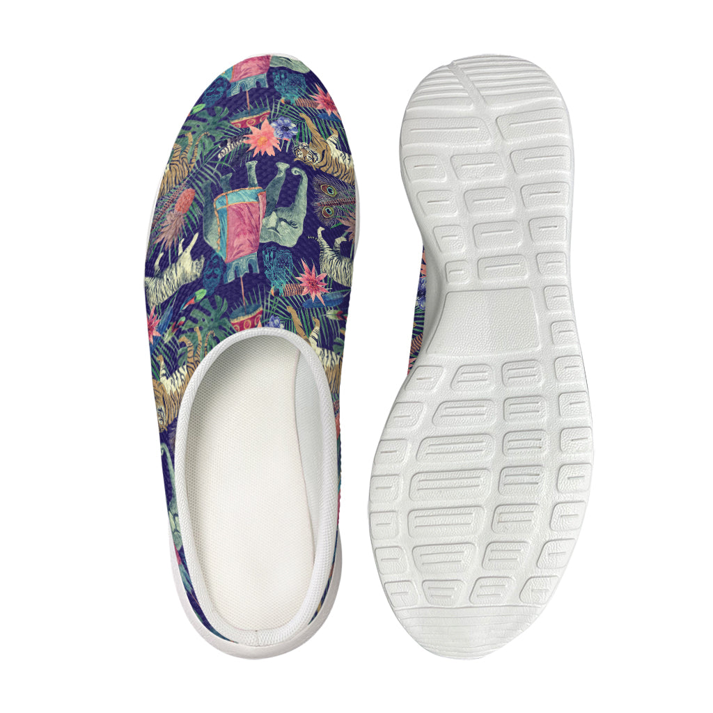 Asian Elephant And Tiger Print Mesh Casual Shoes