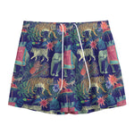 Asian Elephant And Tiger Print Mesh Shorts