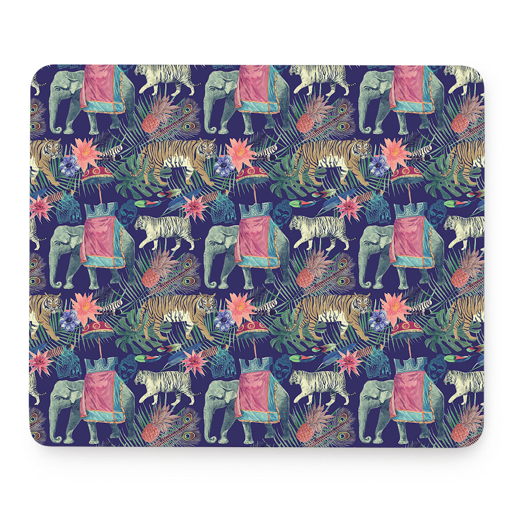 Asian Elephant And Tiger Print Mouse Pad