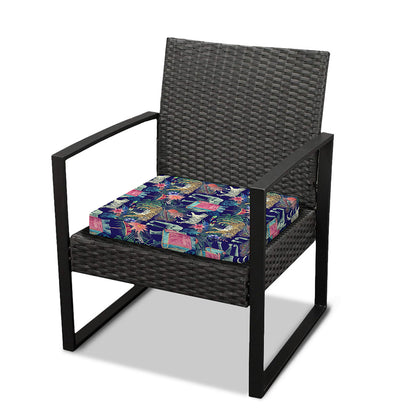 Asian Elephant And Tiger Print Outdoor Seat Cushion Cover