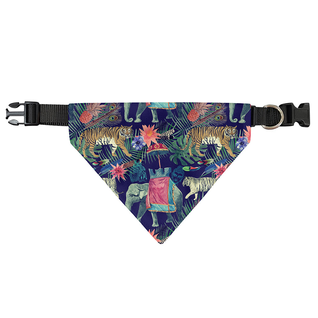 Asian Elephant And Tiger Print Over The Collar Dog Bandana