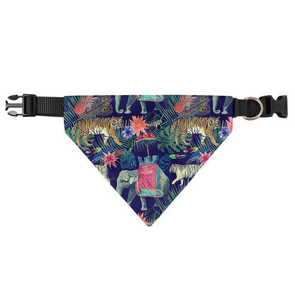 Asian Elephant And Tiger Print Over The Collar Dog Bandana