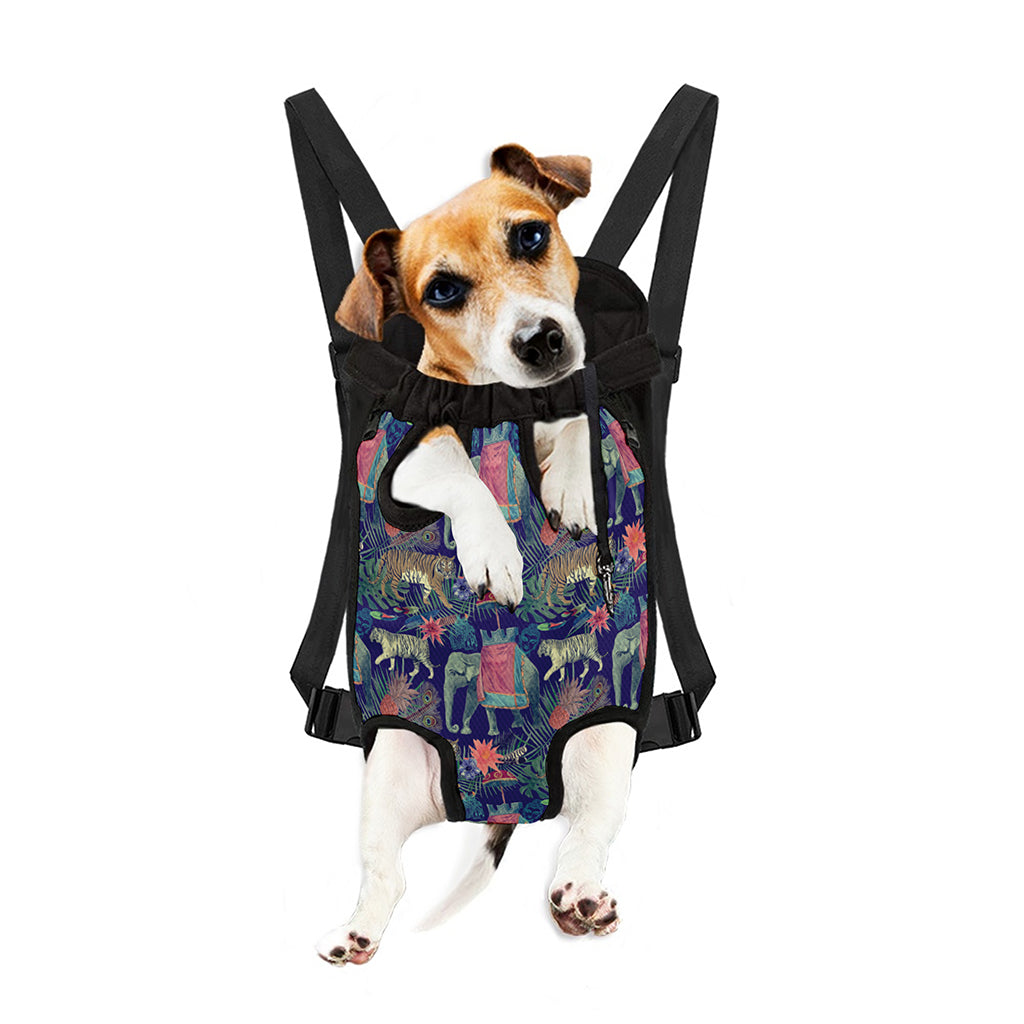 Asian Elephant And Tiger Print Pet Carrier Backpack