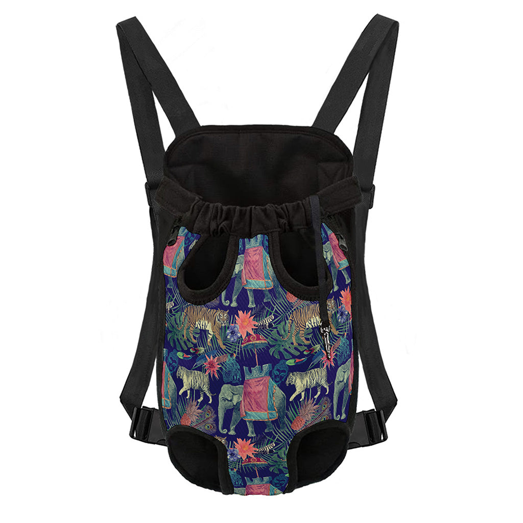 Asian Elephant And Tiger Print Pet Carrier Backpack
