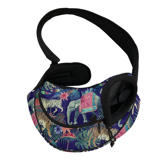 Asian Elephant And Tiger Print Pet Sling Carrier
