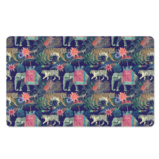 Asian Elephant And Tiger Print Polyester Doormat