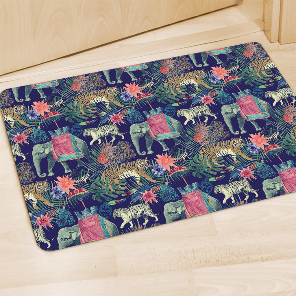 Asian Elephant And Tiger Print Polyester Doormat