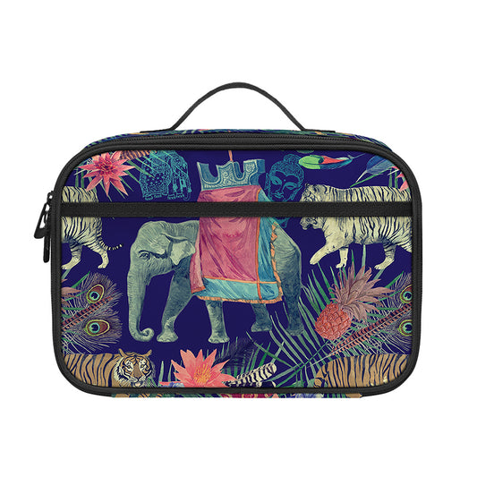 Asian Elephant And Tiger Print Portable Lunch Bag