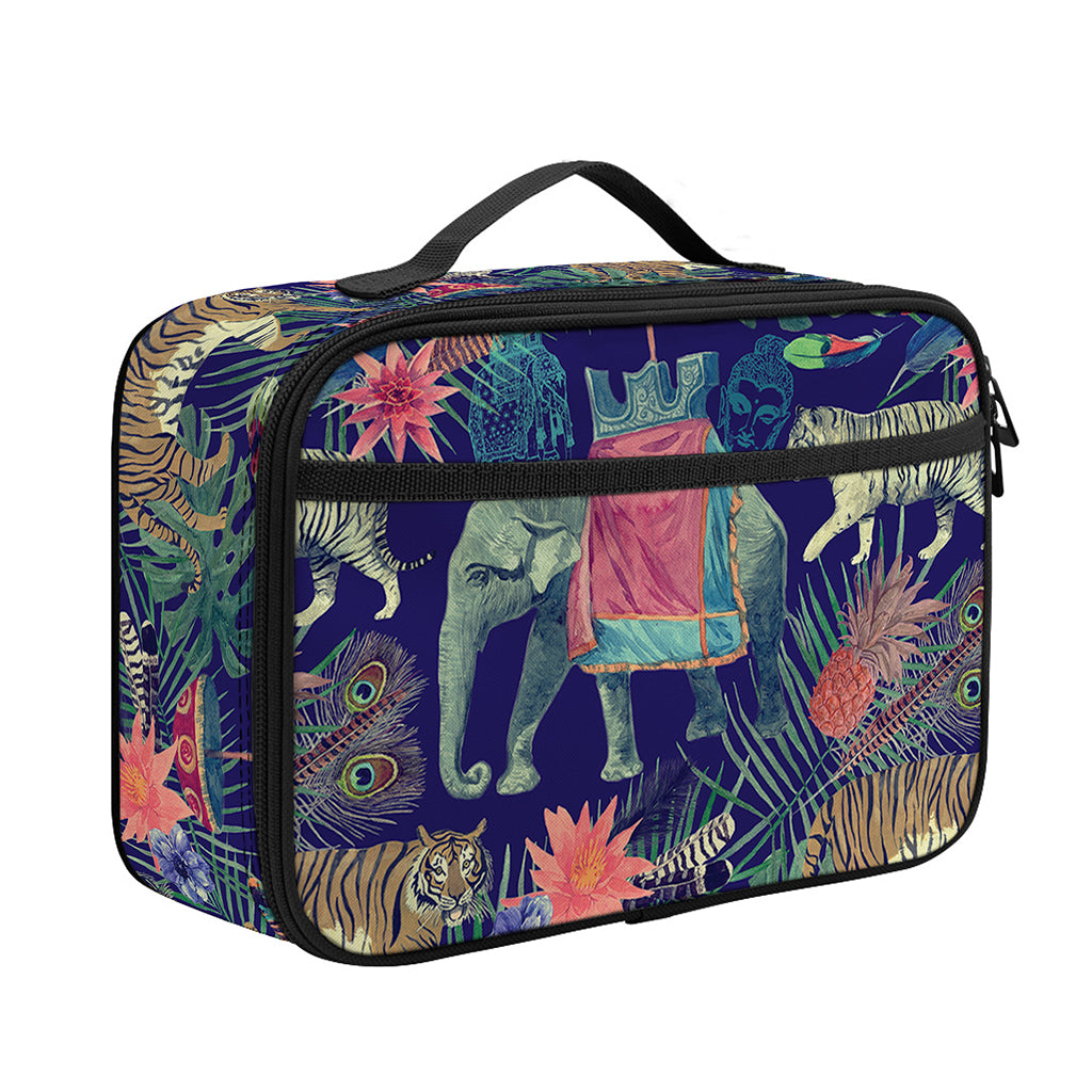Asian Elephant And Tiger Print Portable Lunch Bag