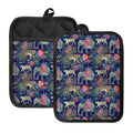 Asian Elephant And Tiger Print Pot Holders With Pocket