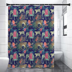 Asian Elephant And Tiger Print Premium Shower Curtain