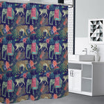 Asian Elephant And Tiger Print Premium Shower Curtain