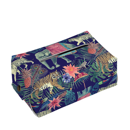 Asian Elephant And Tiger Print Rectangle Tissue Box Cover