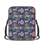 Asian Elephant And Tiger Print Rectangular Crossbody Bag