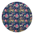 Asian Elephant And Tiger Print Round Blanket