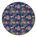 Asian Elephant And Tiger Print Round Floor Mat