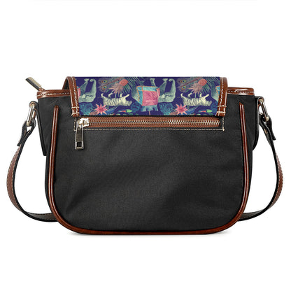 Asian Elephant And Tiger Print Saddle Bag