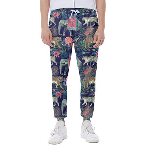 Asian Elephant And Tiger Print Scuba Joggers