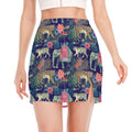 Asian Elephant And Tiger Print Side Slit Mini Skirt