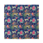 Asian Elephant And Tiger Print Silk Bandana