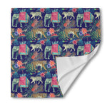 Asian Elephant And Tiger Print Silk Bandana