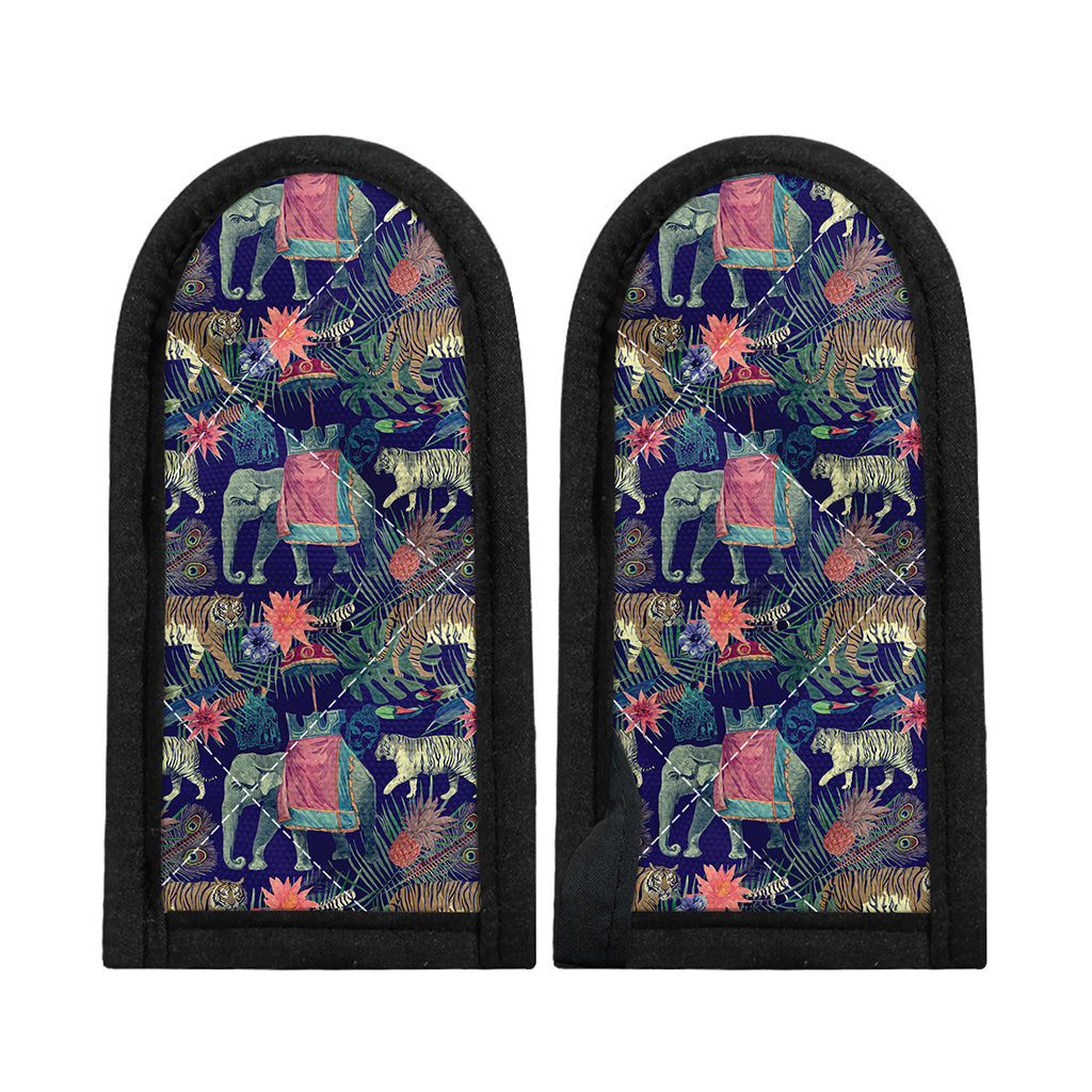 Asian Elephant And Tiger Print Skillet Handle Cover
