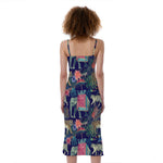 Asian Elephant And Tiger Print Slim Fit Midi Cami Dress