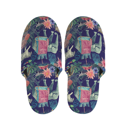 Asian Elephant And Tiger Print Slippers