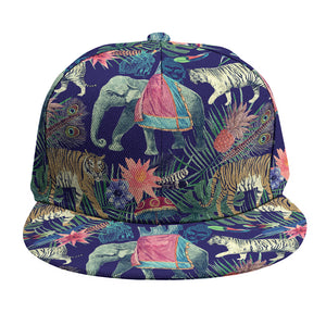 Asian Elephant And Tiger Print Snapback Cap