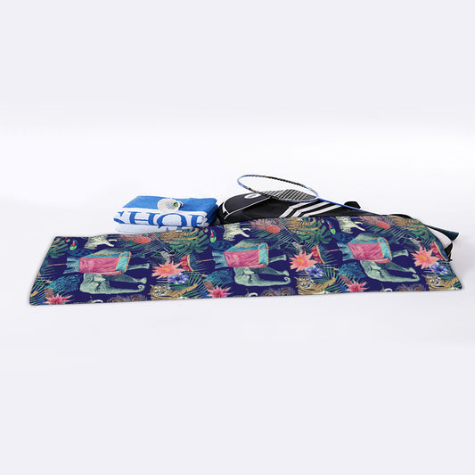 Asian Elephant And Tiger Print Sports Towel
