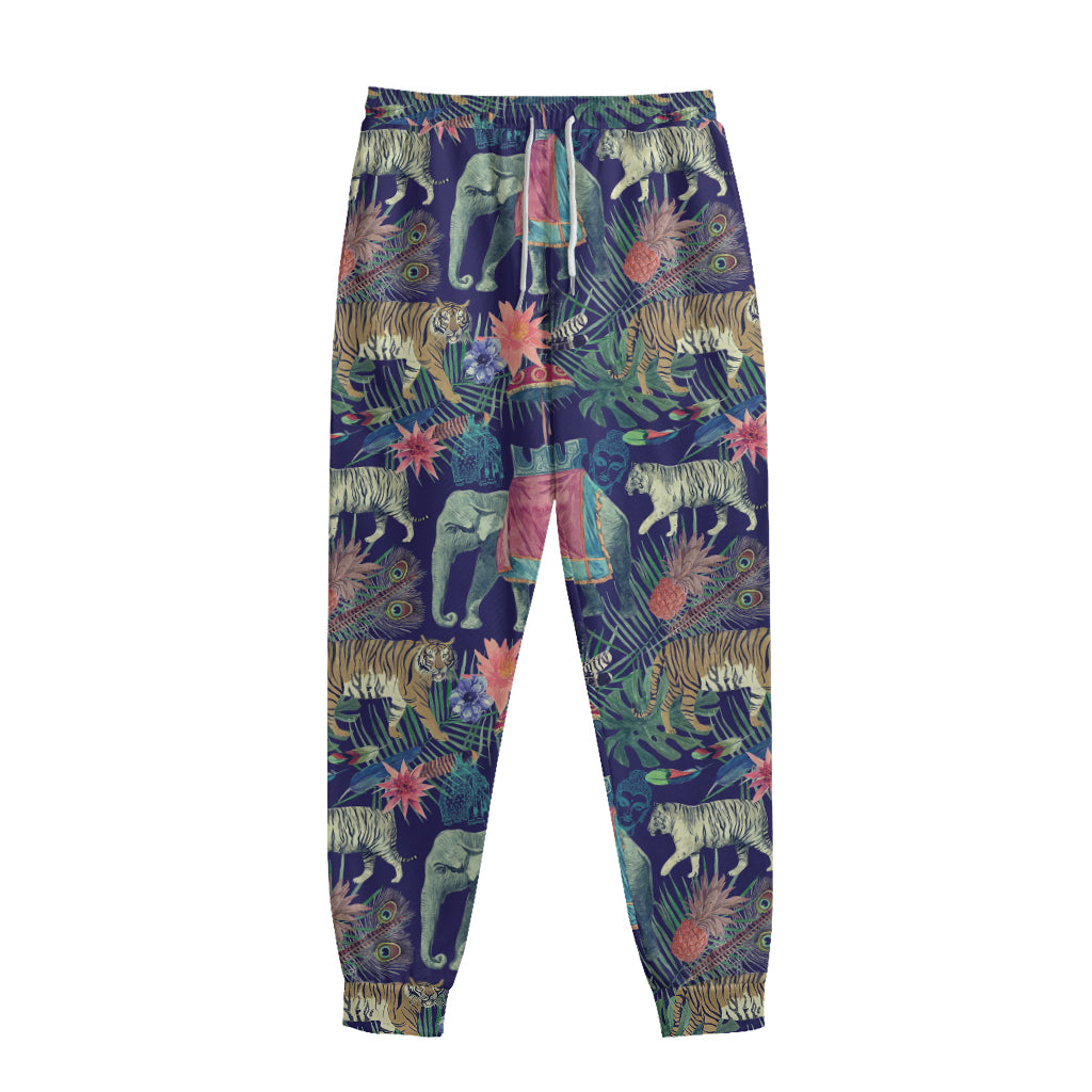 Asian Elephant And Tiger Print Sweatpants